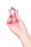 Розовая анальная втулка из стекла - 8,5 см. фото 5 — pink-kiss