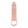 Дымчатая вибрирующая насадка на пенис с подхватом для мошонки - 17 см. фото 4 — pink-kiss