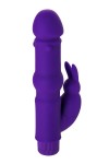 Фиолетовый вибратор с утолщением посередине и клиторальным зайчиком - 18 см. фото 5 — pink-kiss