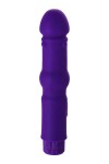 Фиолетовый вибратор с утолщением посередине и клиторальным зайчиком - 18 см. фото 6 — pink-kiss