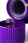 Фиолетовый вибратор с утолщением посередине и клиторальным зайчиком - 18 см. фото 10 — pink-kiss