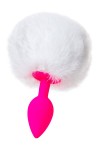 Розовая анальная втулка Sweet bunny с белым пушистым хвостиком фото 2 — pink-kiss