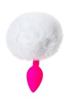 Розовая анальная втулка Sweet bunny с белым пушистым хвостиком фото 3 — pink-kiss