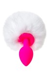 Розовая анальная втулка Sweet bunny с белым пушистым хвостиком фото 4 — pink-kiss