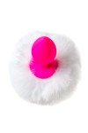 Розовая анальная втулка Sweet bunny с белым пушистым хвостиком фото 6 — pink-kiss
