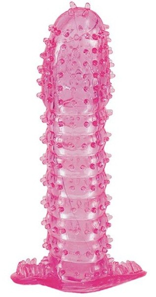 Гелевая розовая насадка с шипами - 12 см. фото 1 — pink-kiss
