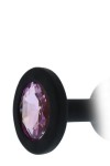 Черная гладкая анальная пробка с розовым кристаллом - 7 см. фото 3 — pink-kiss