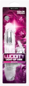 Прозрачный вибратор с клиторальным зайкой Lucidity Big Bang Light Up Vibe - 16 см. фото 2 — pink-kiss