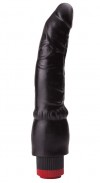Чёрный вибромассажер-реалистик - 19,3 см. фото 1 — pink-kiss