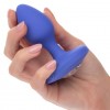 Синяя анальная вибропробка Medium Rechargeable Vibrating Probe - 9,5 см. фото 4 — pink-kiss