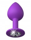 Фиолетовая анальная пробка со стразом Her Little Gem Medium Plug - 8,3 см. фото 1 — pink-kiss