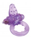 Фиолетовое эрекционное кольцо с вибрацией и рельефным язычком NUBBY CLITORAL PROBE COCKRING фото 1 — pink-kiss