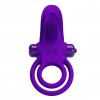 Фиолетовое силиконовое эрекционное кольцо с вибрацией и подхватом мошонки фото 1 — pink-kiss