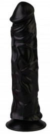 Черный реалистичный вибромассажер №9 с присоской - 19,5 см. фото 2 — pink-kiss