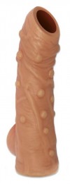 Телесная насадка с пупырышками и открытой головкой Nude Sleeve S - 10 см. фото 1 — pink-kiss