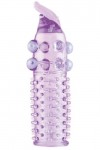 Гелевая фиолетовая насадка с шариками, шипами и усиком - 11 см. фото 3 — pink-kiss