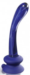 Синий стеклянный стимулятор Icicles №89 с силиконовой присоской - 18 см. фото 1 — pink-kiss