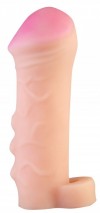 Телесный реалистичный фаллоудлинитель с петелькой - 16 см. фото 2 — pink-kiss