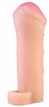 Телесный реалистичный фаллоудлинитель с петелькой - 16 см. фото 4 — pink-kiss
