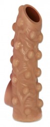 Телесная насадка с бугорками и открытой головкой Nude Sleeve S - 10 см. фото 1 — pink-kiss