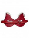 Красная маска из натуральной кожи с белым мехом на ушках фото 2 — pink-kiss
