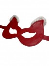 Красная маска из натуральной кожи с белым мехом на ушках фото 3 — pink-kiss