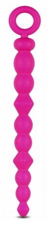 Розовая анальная цепочка-елочка SILICONE BEADS - 24,6 см. фото 1 — pink-kiss