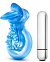 Голубое эрекционное виброкольцо 10 Function Vibrating Tongue Ring фото 1 — pink-kiss