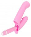 Нежно-розовая двойная вибронасадка на палец Vibrating Finger Extension - 17 см. фото 1 — pink-kiss