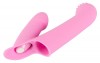 Нежно-розовая двойная вибронасадка на палец Vibrating Finger Extension - 17 см. фото 4 — pink-kiss