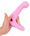 Нежно-розовая двойная вибронасадка на палец Vibrating Finger Extension - 17 см. фото 5 — pink-kiss