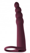 Бордовая вибронасадка для двойного проникновения Bramble - 16,5 см. фото 3 — pink-kiss