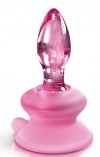 Розовая стеклянная пробка Icicles №90 с силиконовой присоской - 8 см. фото 1 — pink-kiss