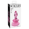 Розовая стеклянная пробка Icicles №90 с силиконовой присоской - 8 см. фото 2 — pink-kiss