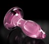 Розовая стеклянная пробка Icicles №90 с силиконовой присоской - 8 см. фото 3 — pink-kiss