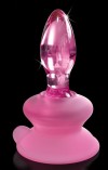 Розовая стеклянная пробка Icicles №90 с силиконовой присоской - 8 см. фото 4 — pink-kiss