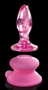 Розовая стеклянная пробка Icicles №90 с силиконовой присоской - 8 см. фото 5 — pink-kiss