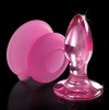 Розовая стеклянная пробка Icicles №90 с силиконовой присоской - 8 см. фото 6 — pink-kiss