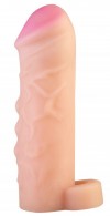 Телесный реалистичный фаллоудлинитель с петлей для мошонки - 16 см. фото 1 — pink-kiss