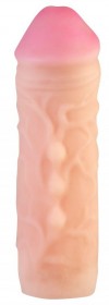 Телесный реалистичный фаллоудлинитель с петлей для мошонки - 16 см. фото 3 — pink-kiss