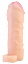 Телесный реалистичный фаллоудлинитель с петлей для мошонки - 16 см. фото 4 — pink-kiss