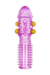 Гелевая фиолетовая насадка с шариками и шипами - 14 см. фото 3 — pink-kiss