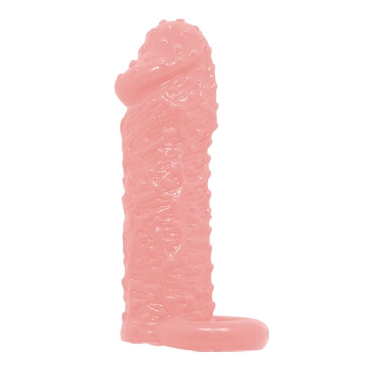 Фаллическая насадка с точками и подхватом мошонки - 13 см. фото 1 — pink-kiss