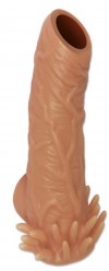 Телесная насадка с усиками и открытой головкой Nude Sleeve S - 10 см. фото 1 — pink-kiss