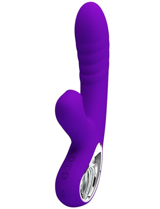 Фиолетовый вибратор Jersey с вакуумной стимуляцией - 21,8 см. фото 1 — pink-kiss