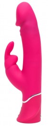 Розовый вибратор-кролик Realistic Dual Density Rechargeable Rabbit Vibrator - 25,5 см. фото 2 — pink-kiss