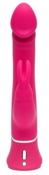 Розовый вибратор-кролик Realistic Dual Density Rechargeable Rabbit Vibrator - 25,5 см. фото 3 — pink-kiss