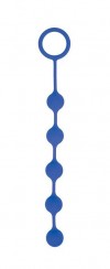 Синяя анальная цепочка с кольцом-ограничителем - 23 см. фото 1 — pink-kiss
