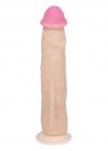 Телесный фаллоимитатор на присоске с большой головкой - 23 см. фото 3 — pink-kiss