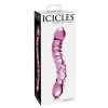 Розовый стеклянный двухголовый стимулятор Icicles №55 - 19,5 см. фото 2 — pink-kiss